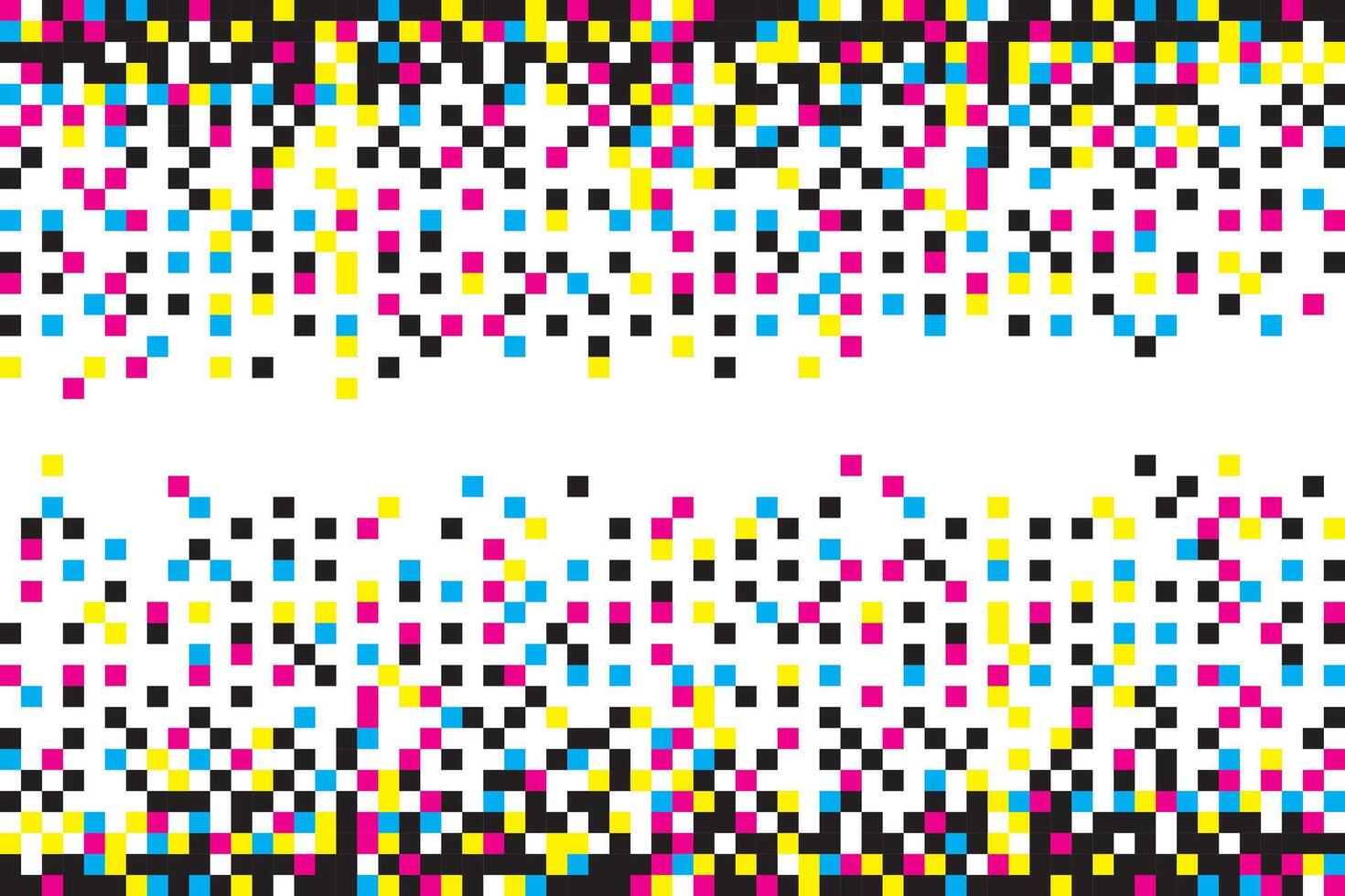 Pixel CMYK and White Seamless Pattern. Pixel abstract mosaic background, illustration for website, card, poster. vector