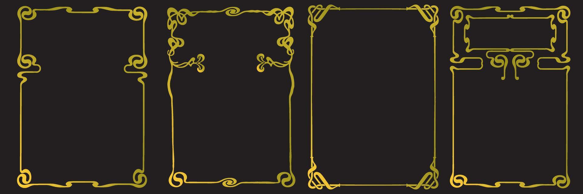 Frames with style Art Nouveau ornament set. vector