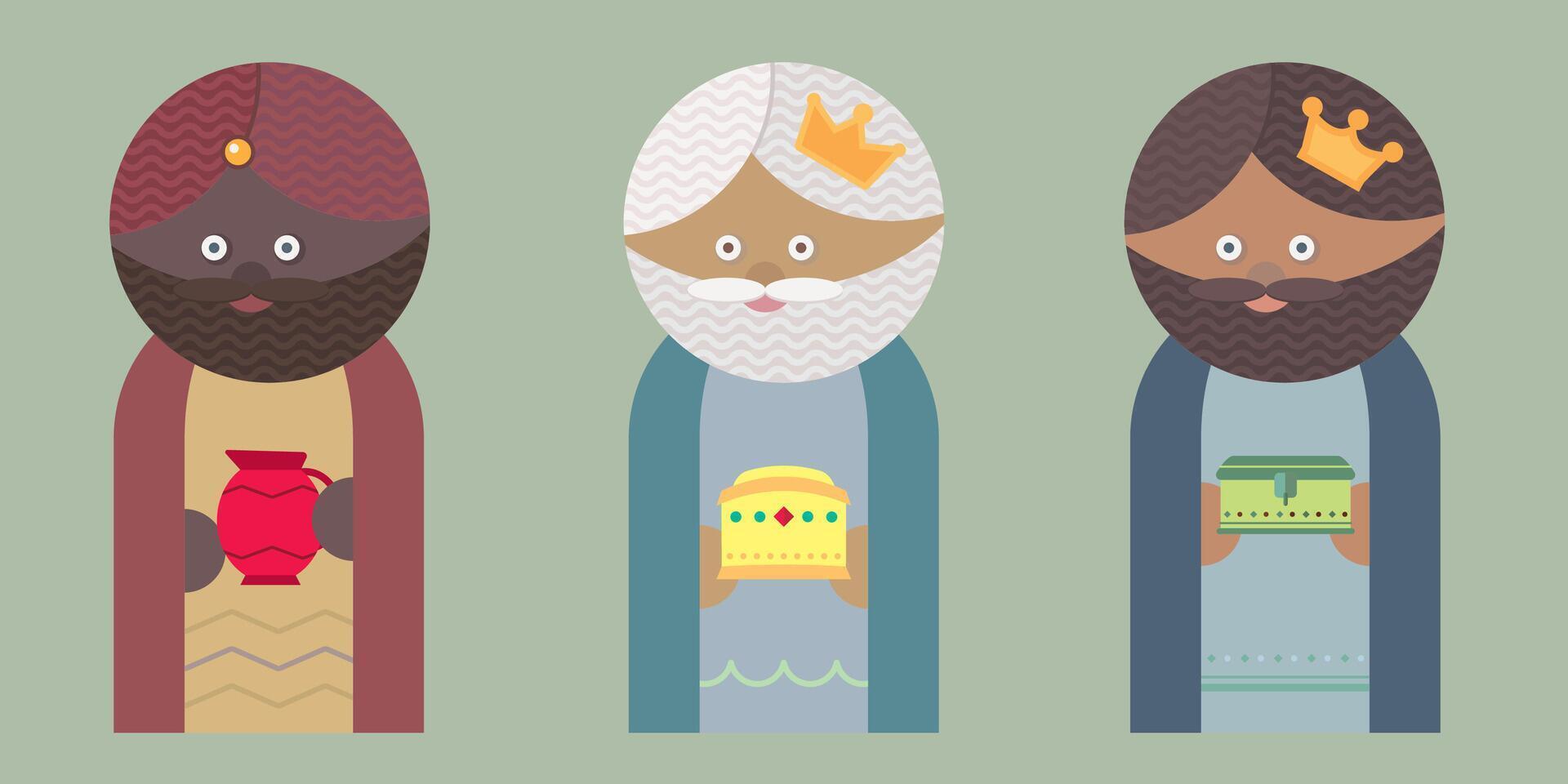 The three wisemen cartoons icon. Epiphany day holy night and christmas. Colorful design. illustration vector