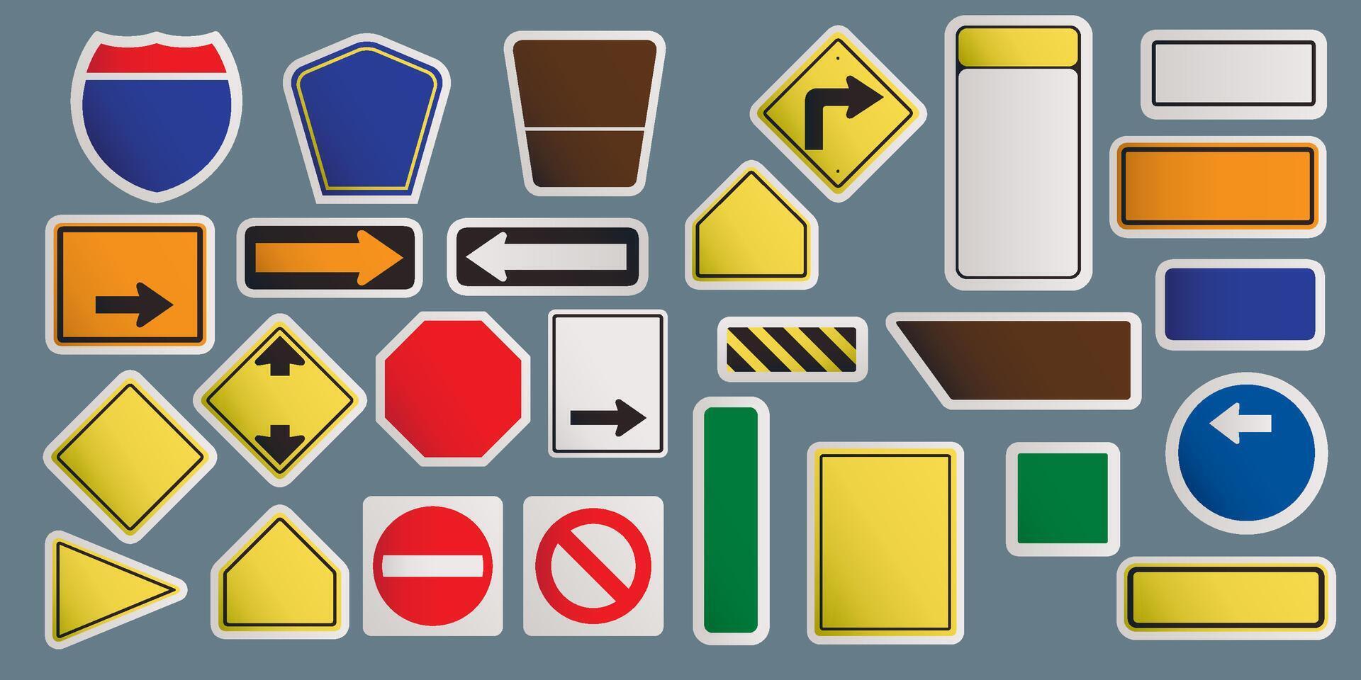 illustration of road warning sign. Art design realistic blank traffic regulatory template. Abstract concept graphic empty banners mockup element vector