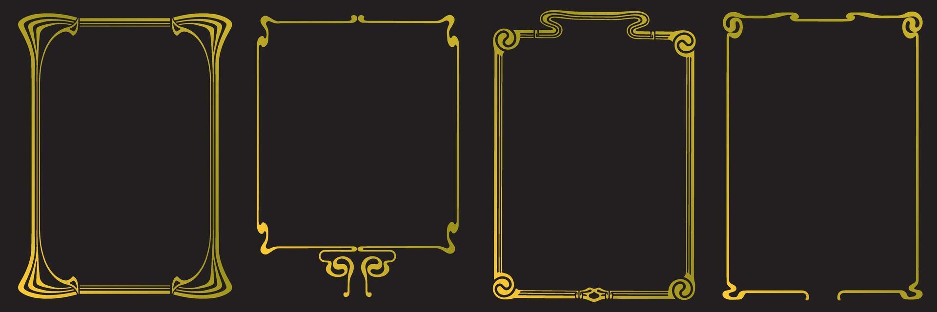 Frames with style Art Nouveau ornament set. vector