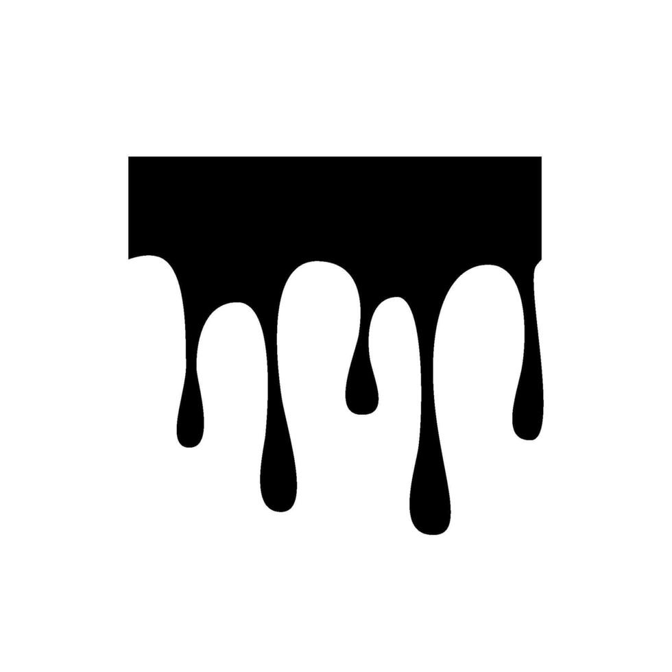 Smudges of black paint. Illustration of dripping drops. Drawing of flow down liquid. Sample of blood, mucus or paint. vector