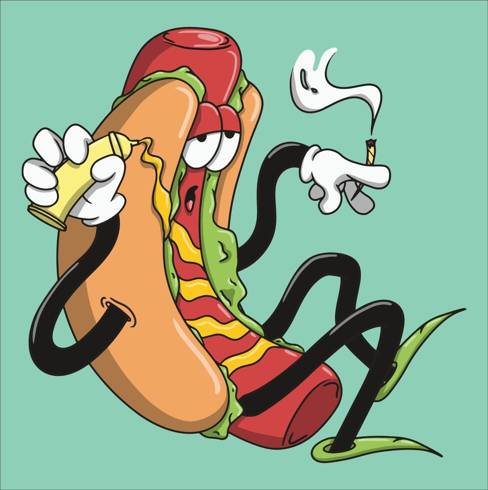 High Hotdog Cartoon vector