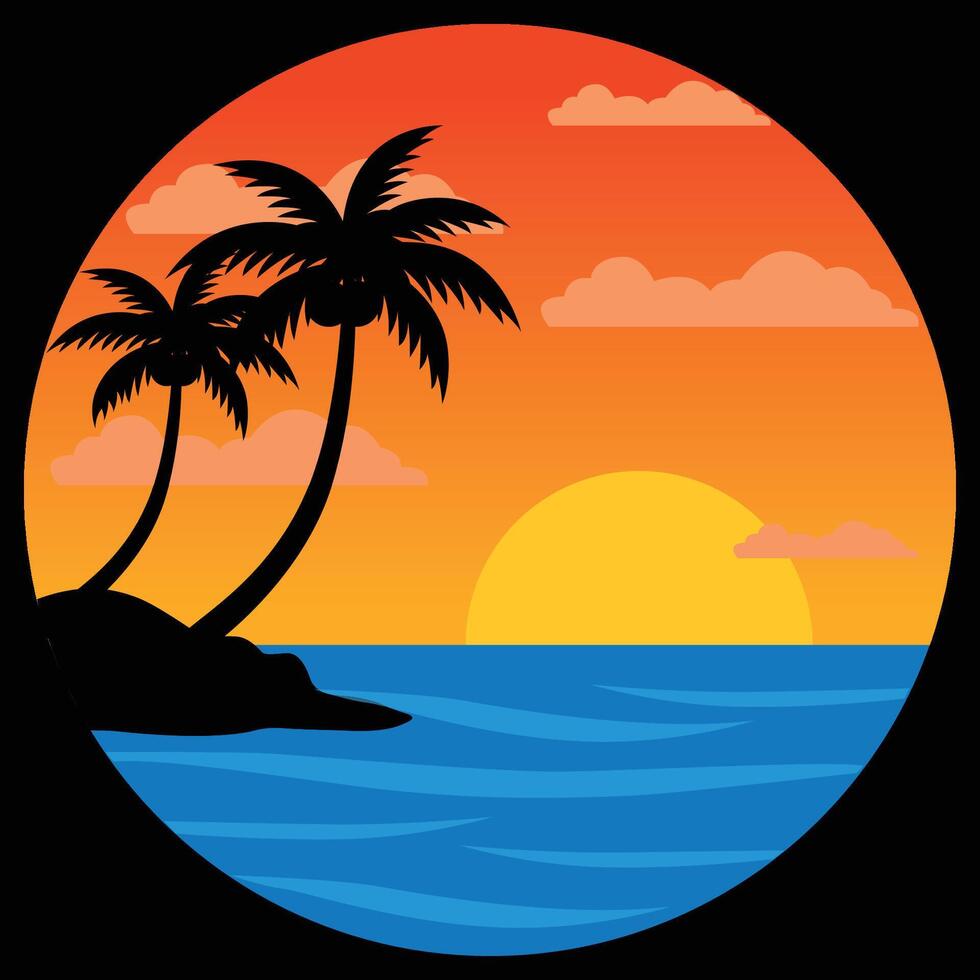 Afternoon Sunset Design Images, Sunset Art Design, T Shirt Design vector