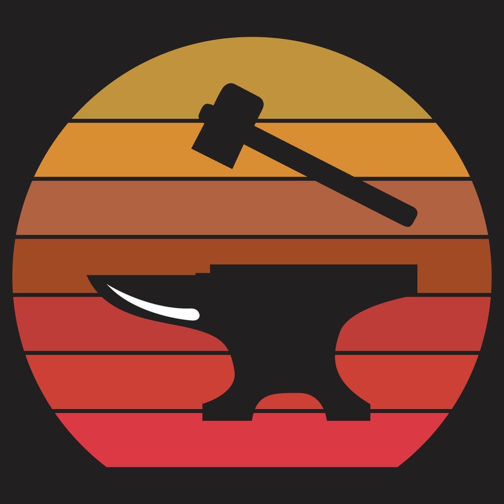 Retro vintage Hammer t shirt design art vector