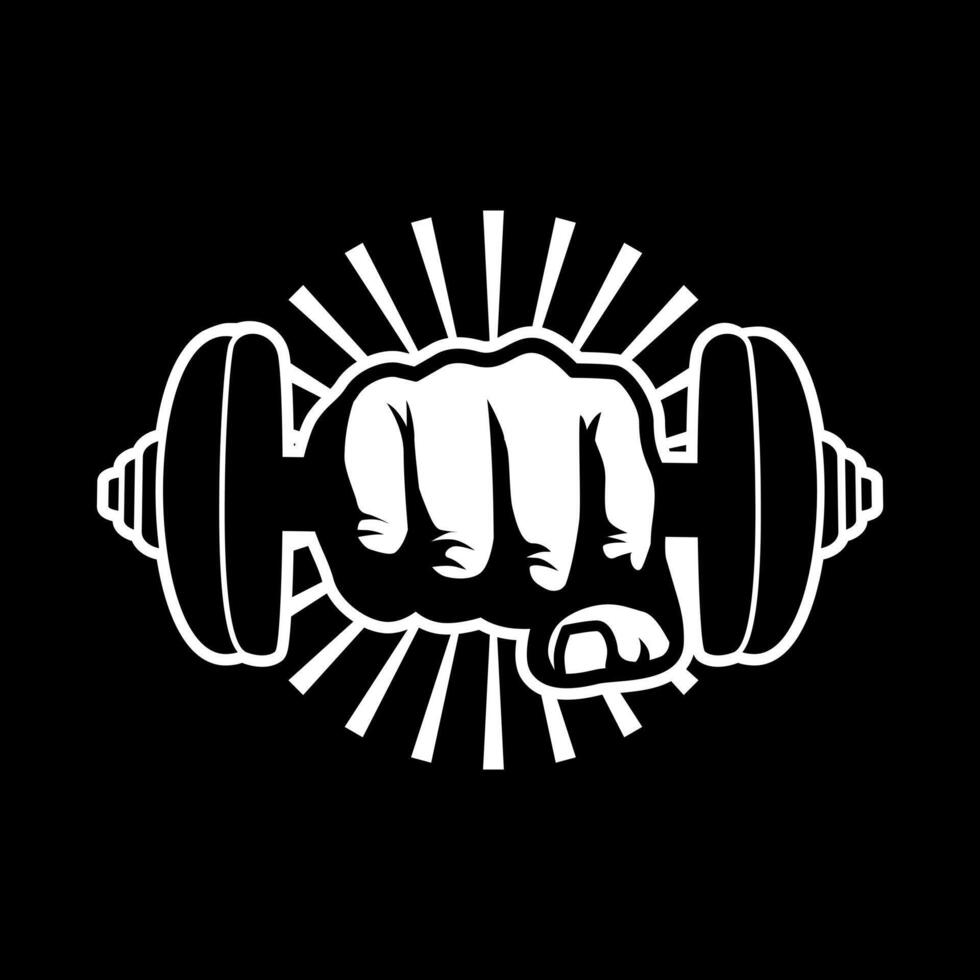 BARBEL ON HANDS FITNESS LOGO ILLUSTRATION vector