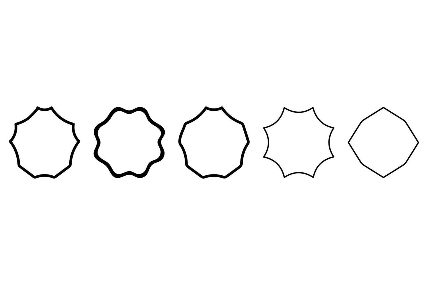 Outline label frame icon set vector