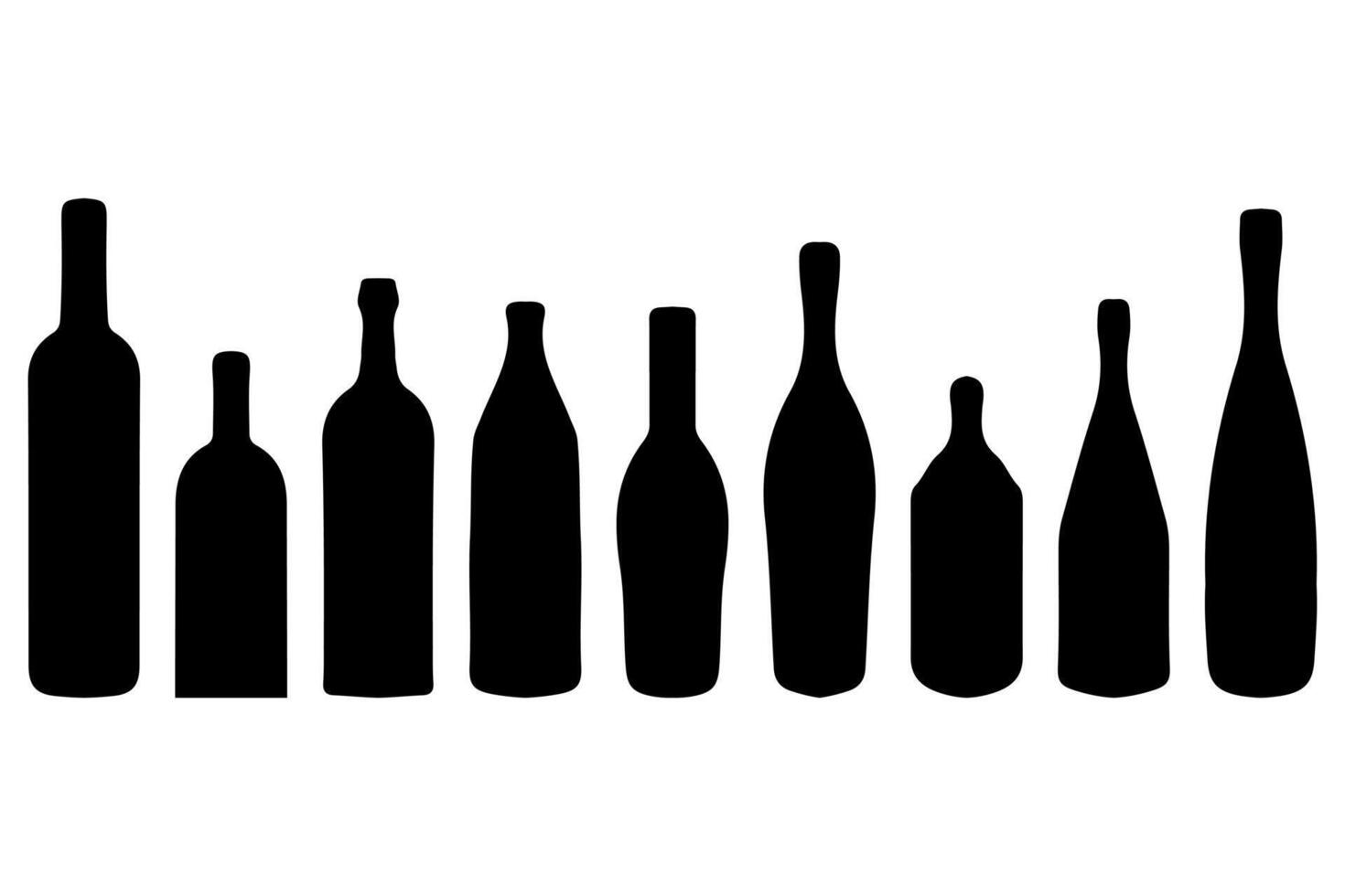 Simple bottle silhouette design set vector