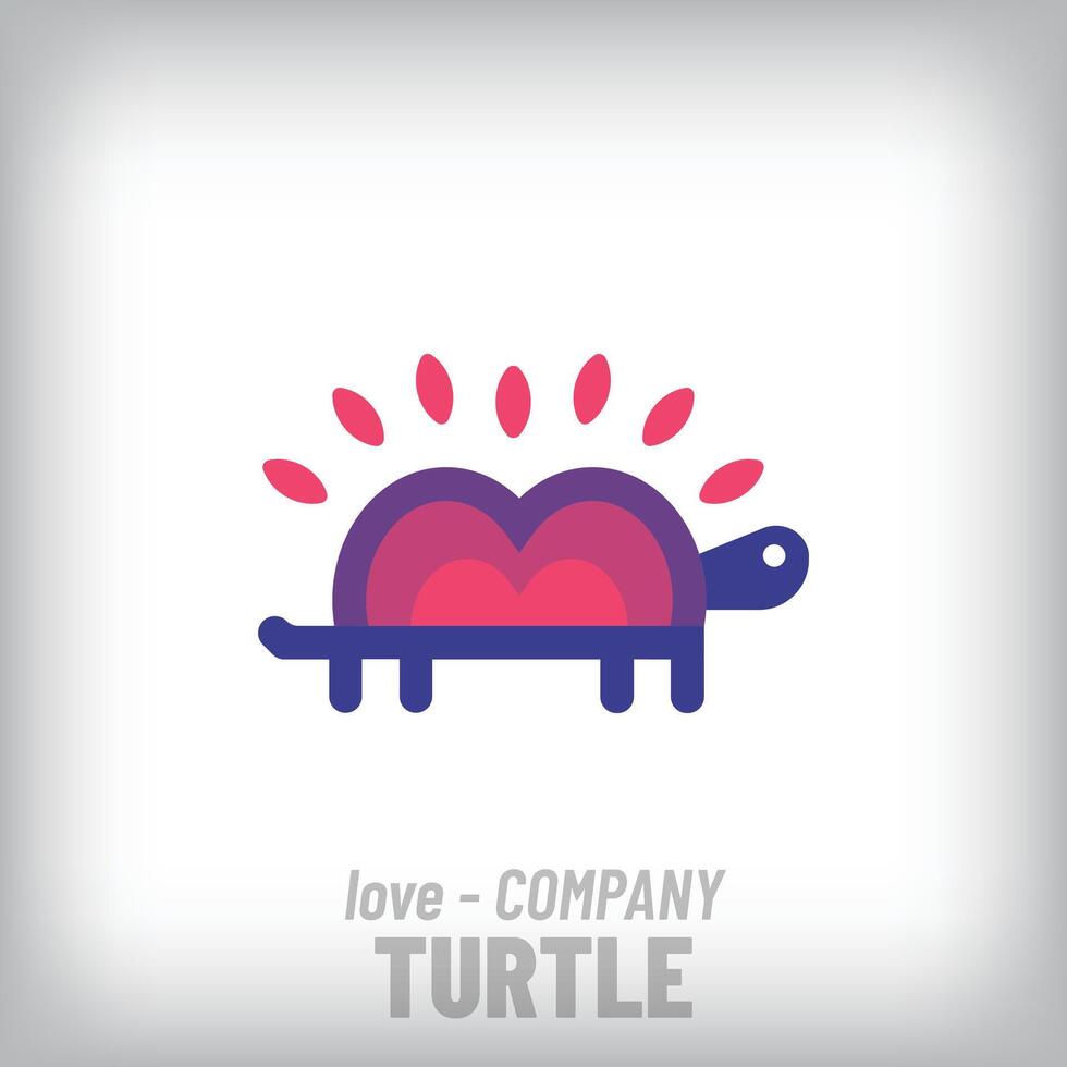 Unique heart turtle design logo. vector