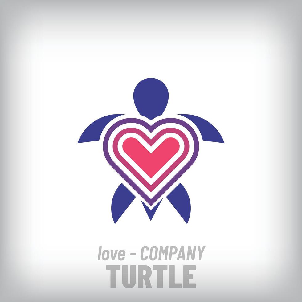 Unique heart turtle design logo. vector