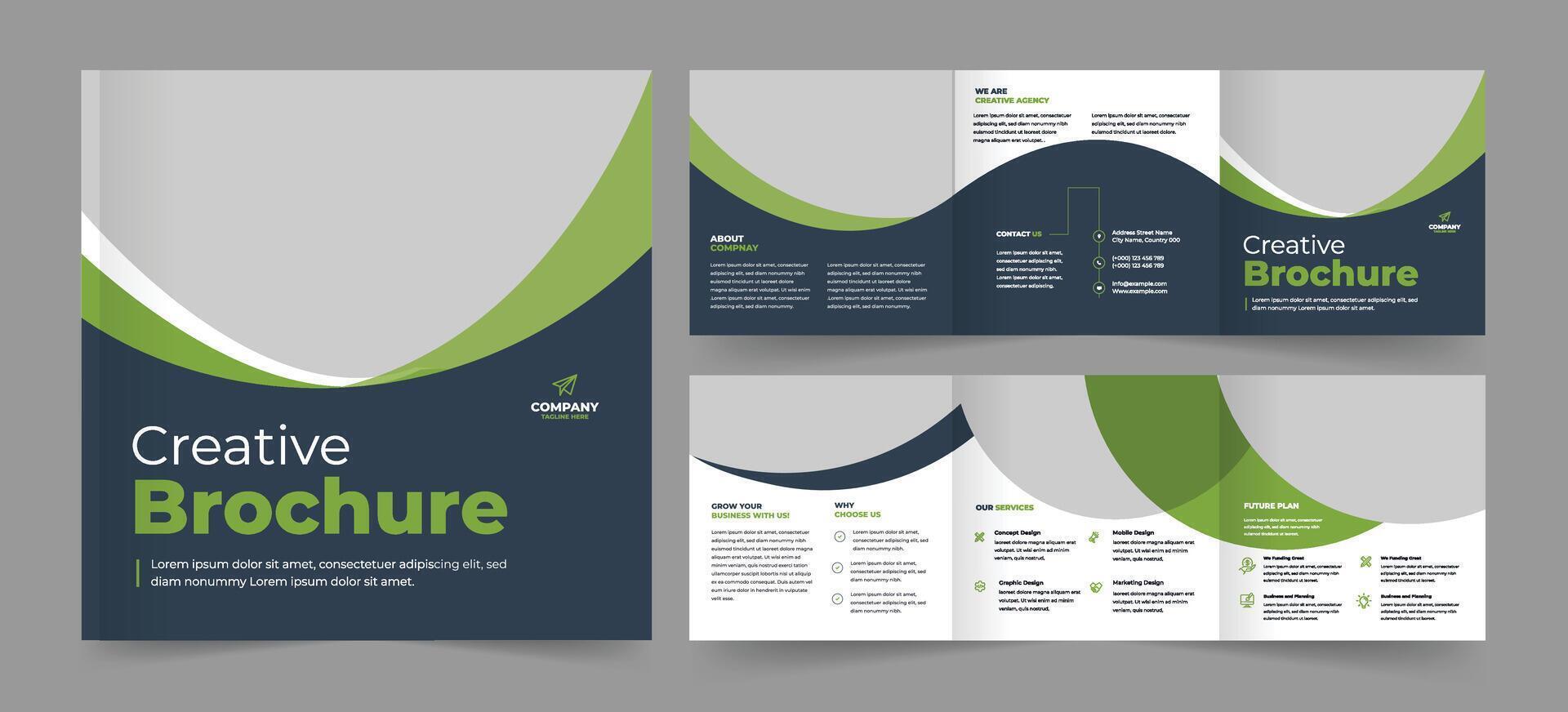 Square Brochure and Trifold Brochure Design Square Brochure bifold Template vector