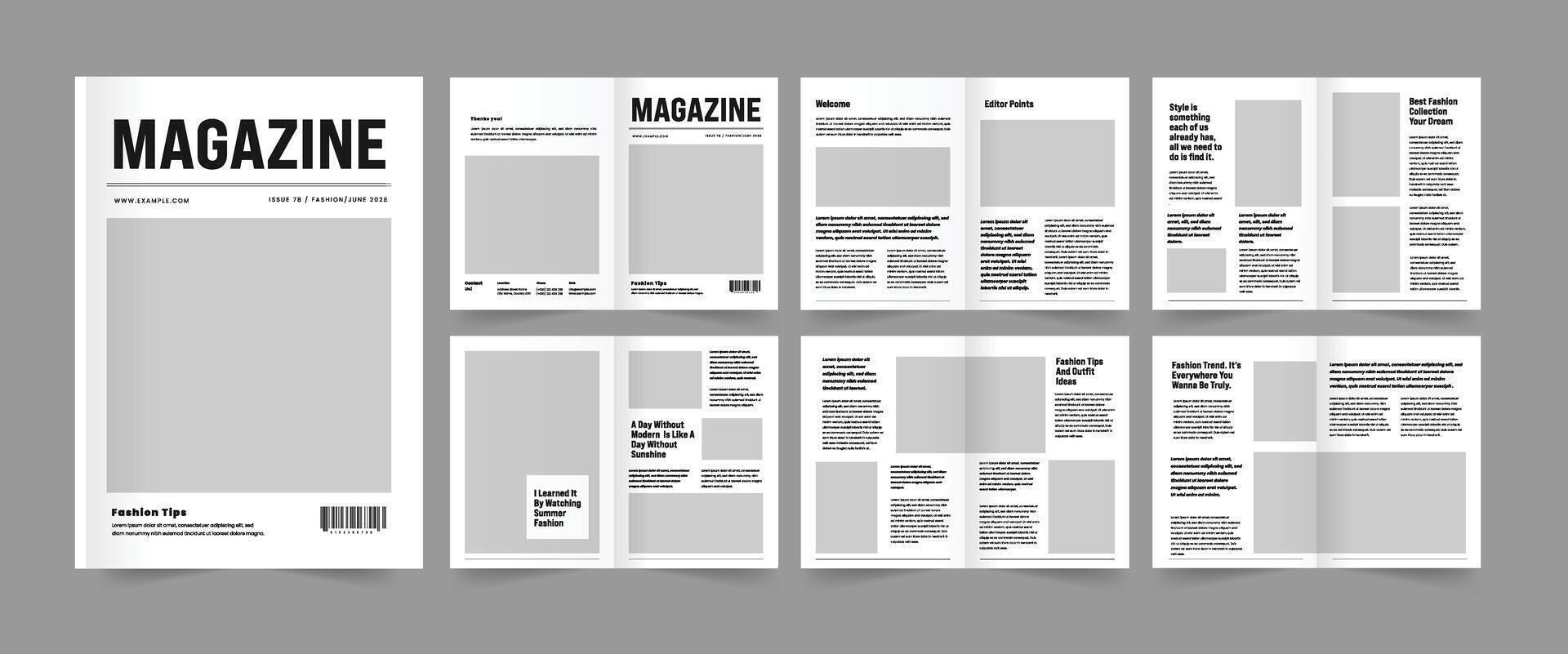 Magazine Layout Template Black and White Design vector