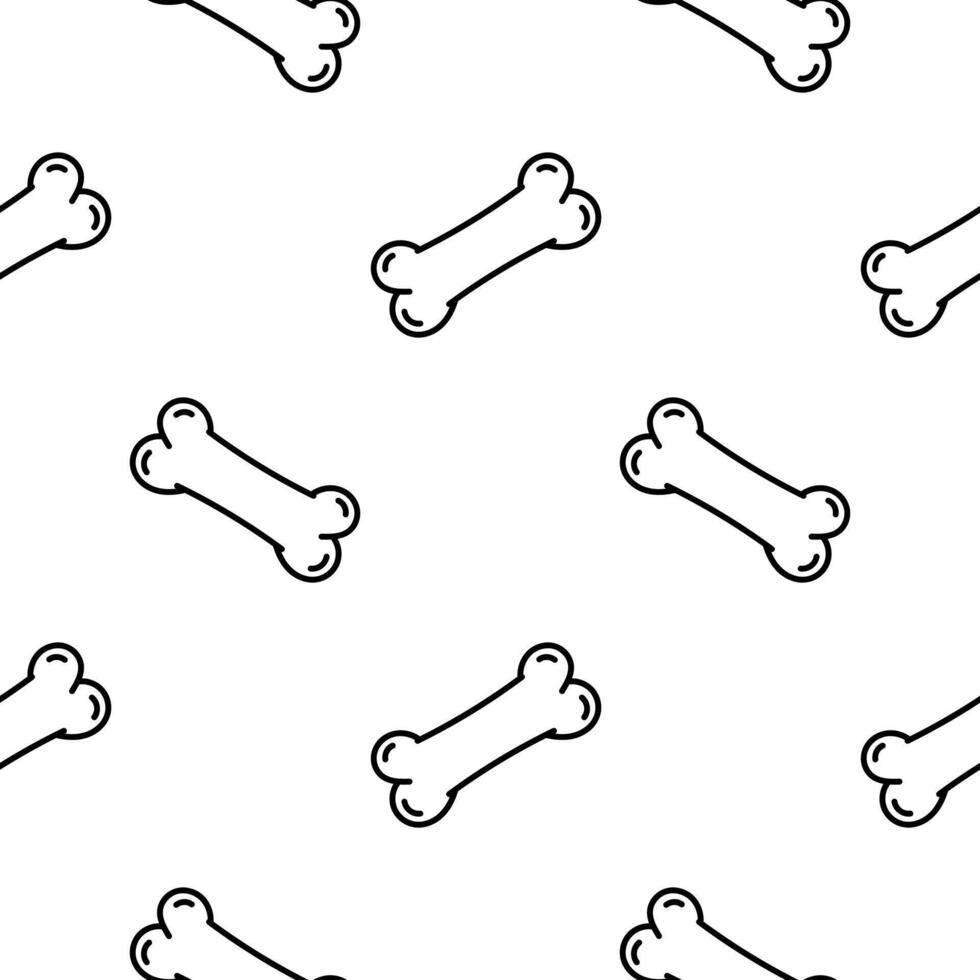 hand drawn seamless pattern of bones black vector