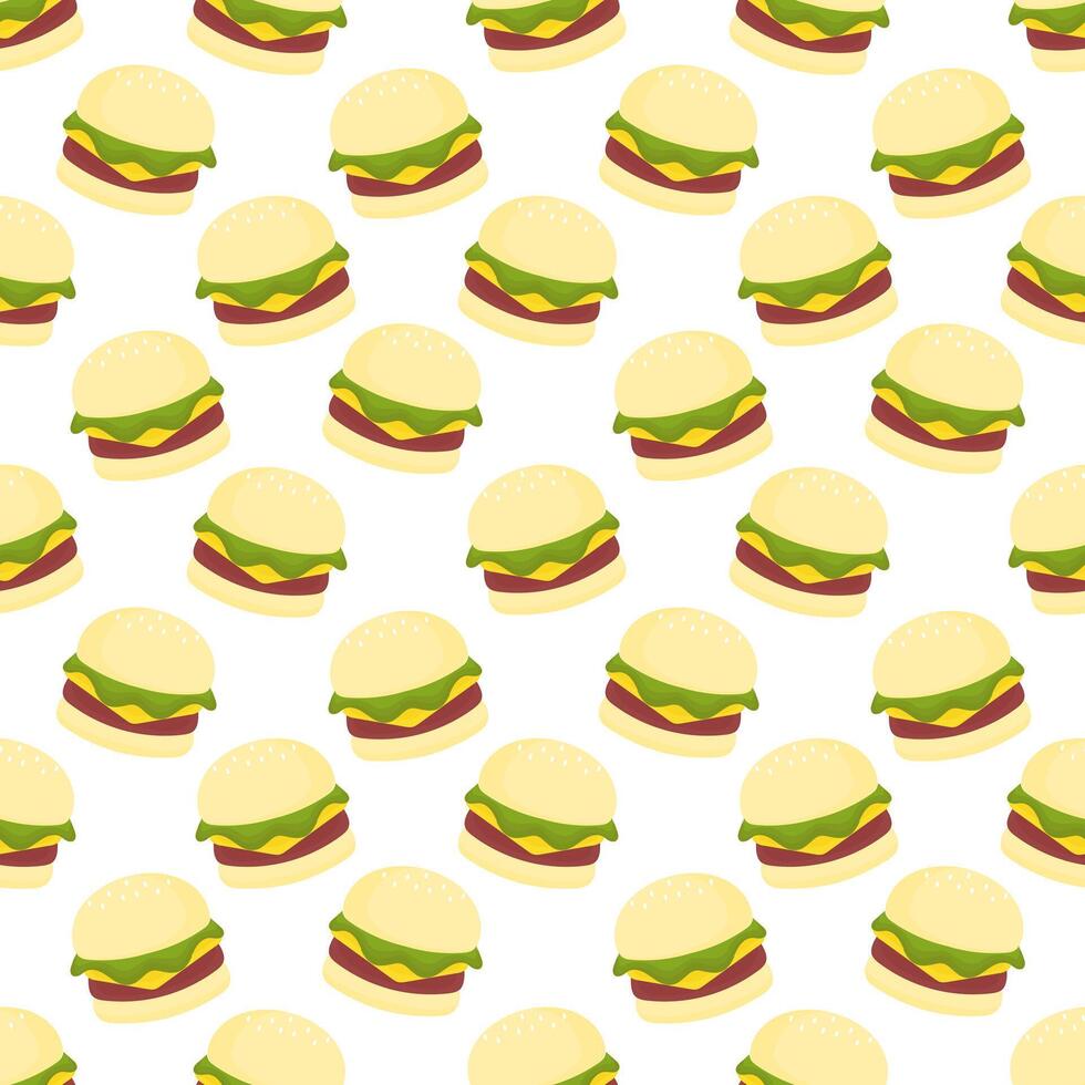 burger seamless pattern on food theme vector