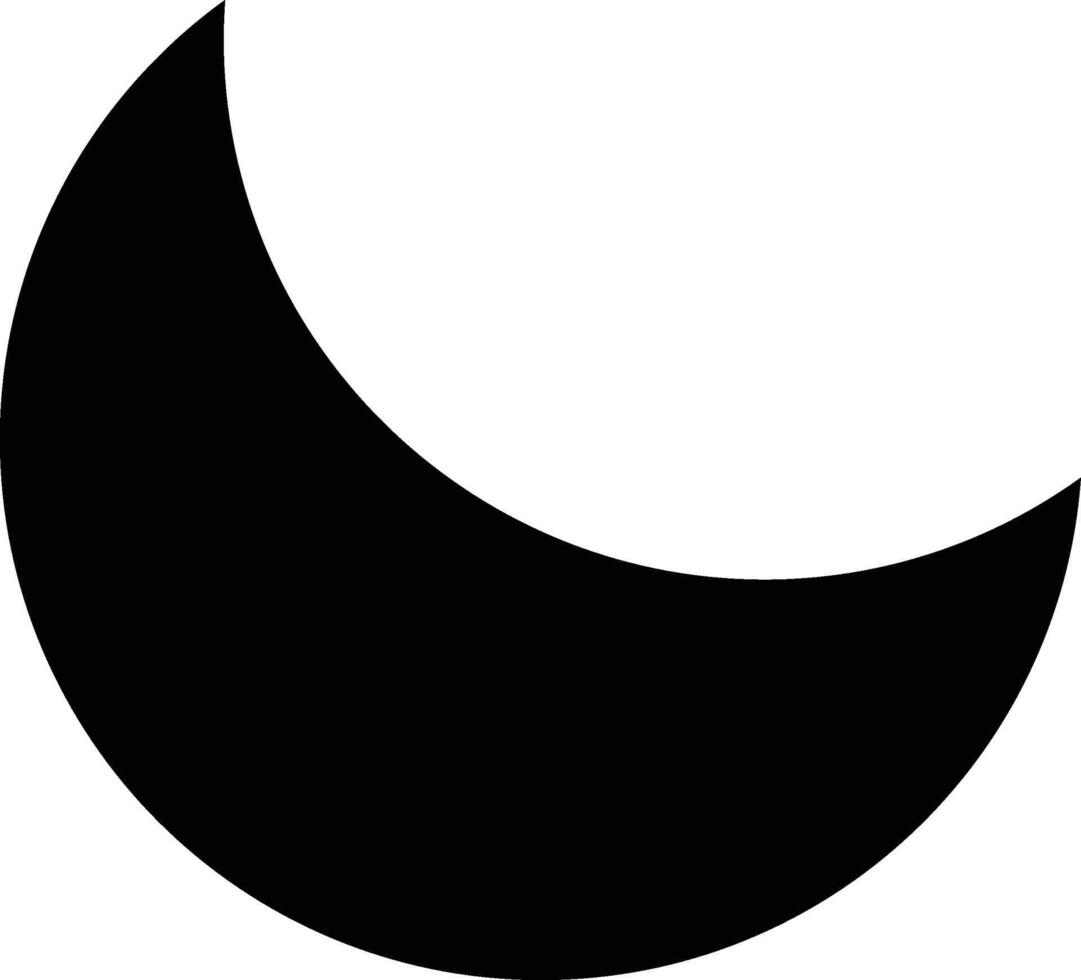 Moon icon. Simple solid style. Half moon, crescent, moon star, light, flat design, night sleep time concept. vector