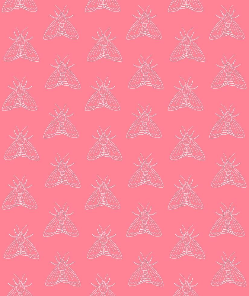 Seamless pattern of doodle sketch moth vector