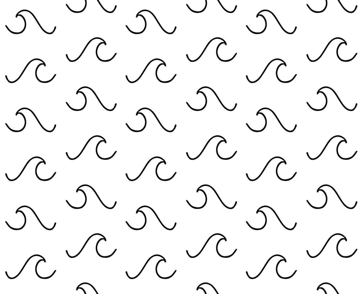 Seamless pattern of doodle sketch sea wave vector