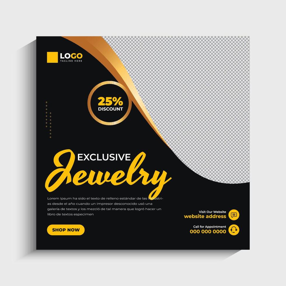 Jewelry social media post or web banner template design vector