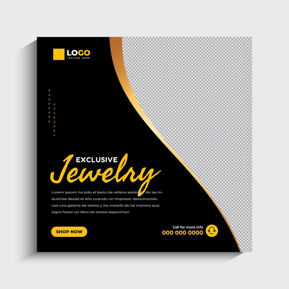 Jewelry social media post or web banner template design vector
