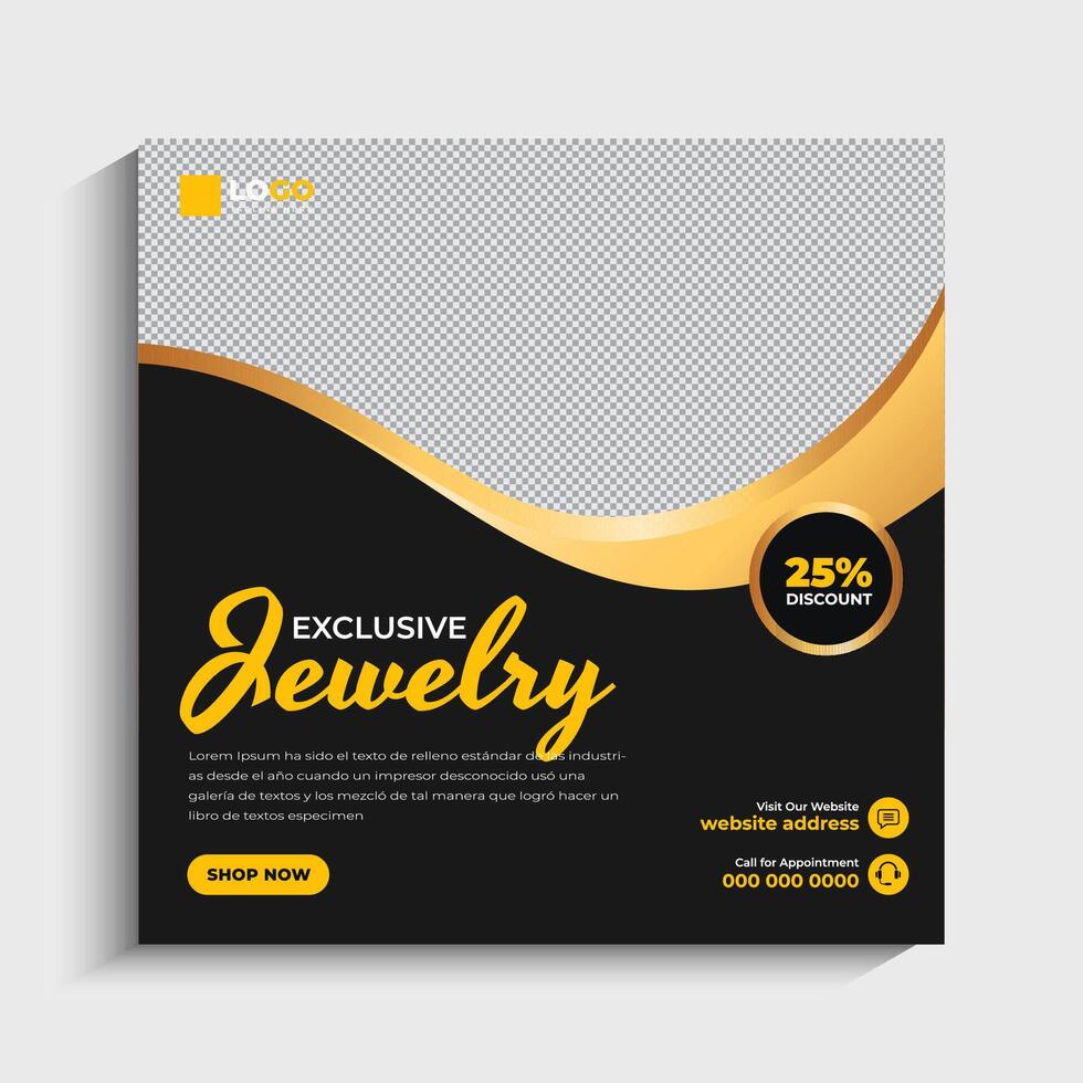 Jewelry social media post or web banner template design vector