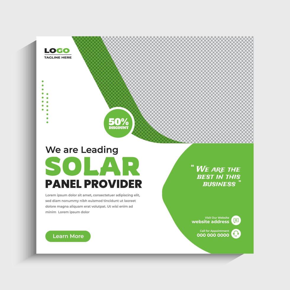 Solar Energy social media post or web banner template design vector