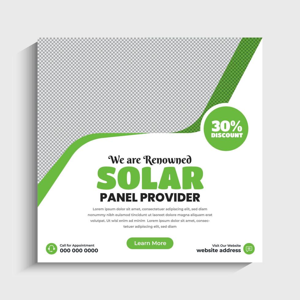Solar Energy social media post or web banner template design vector