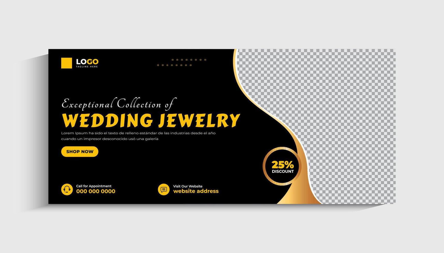 Jewelry social media cover or web banner template design vector