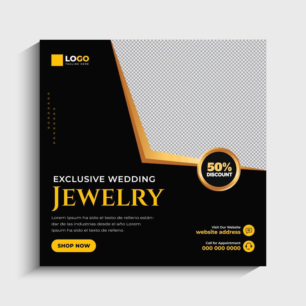 Jewelry social media post or web banner template design vector