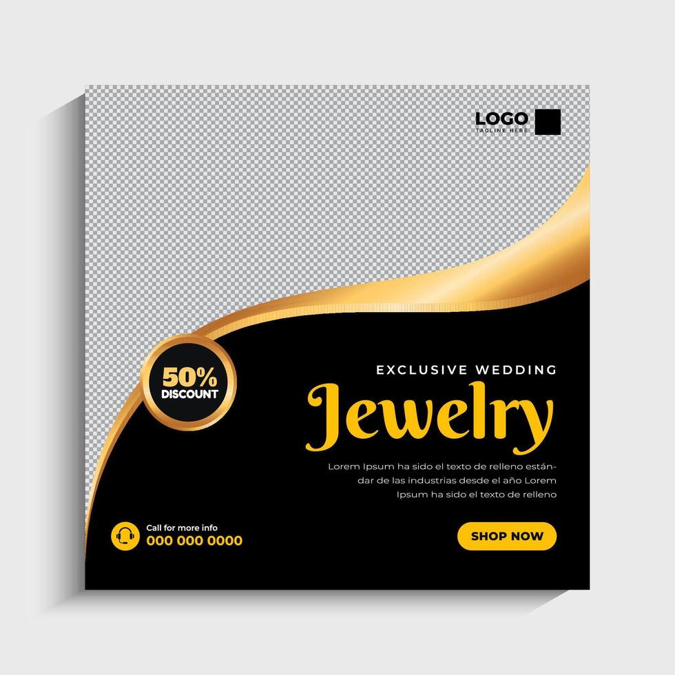 Jewelry social media post or web banner template design vector