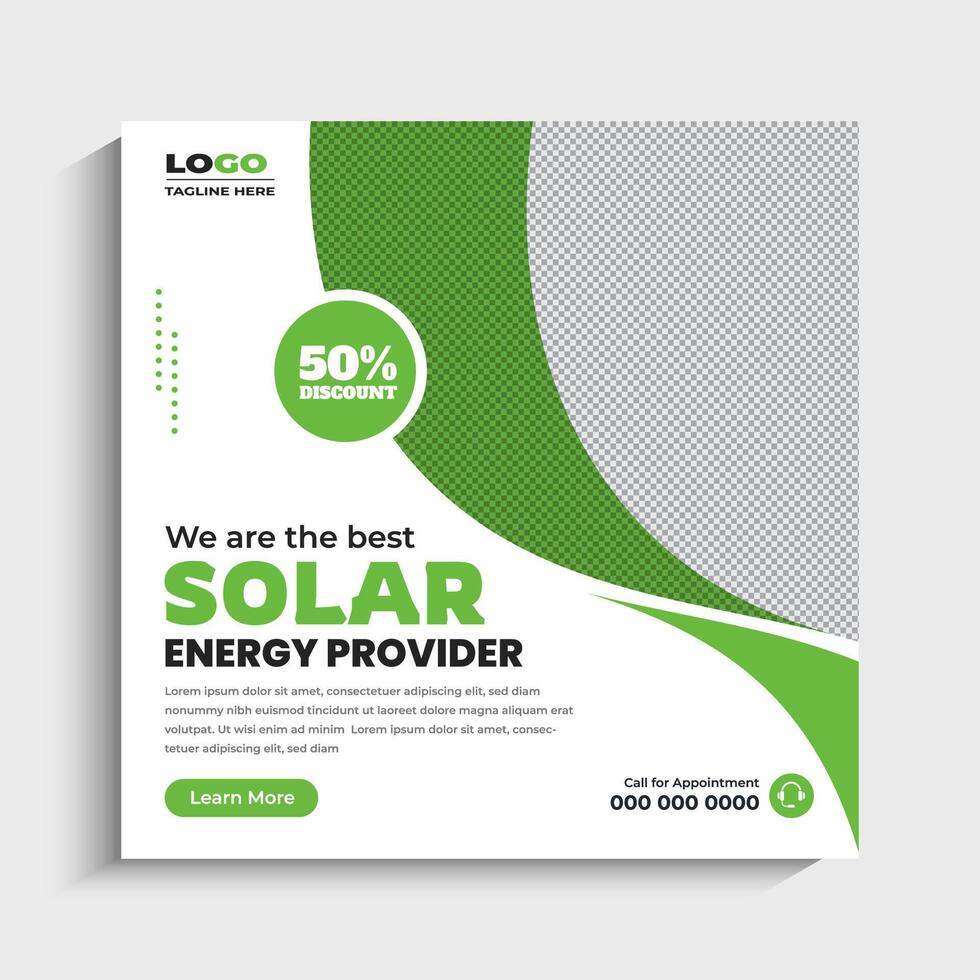 Solar Energy social media post or web banner template design vector