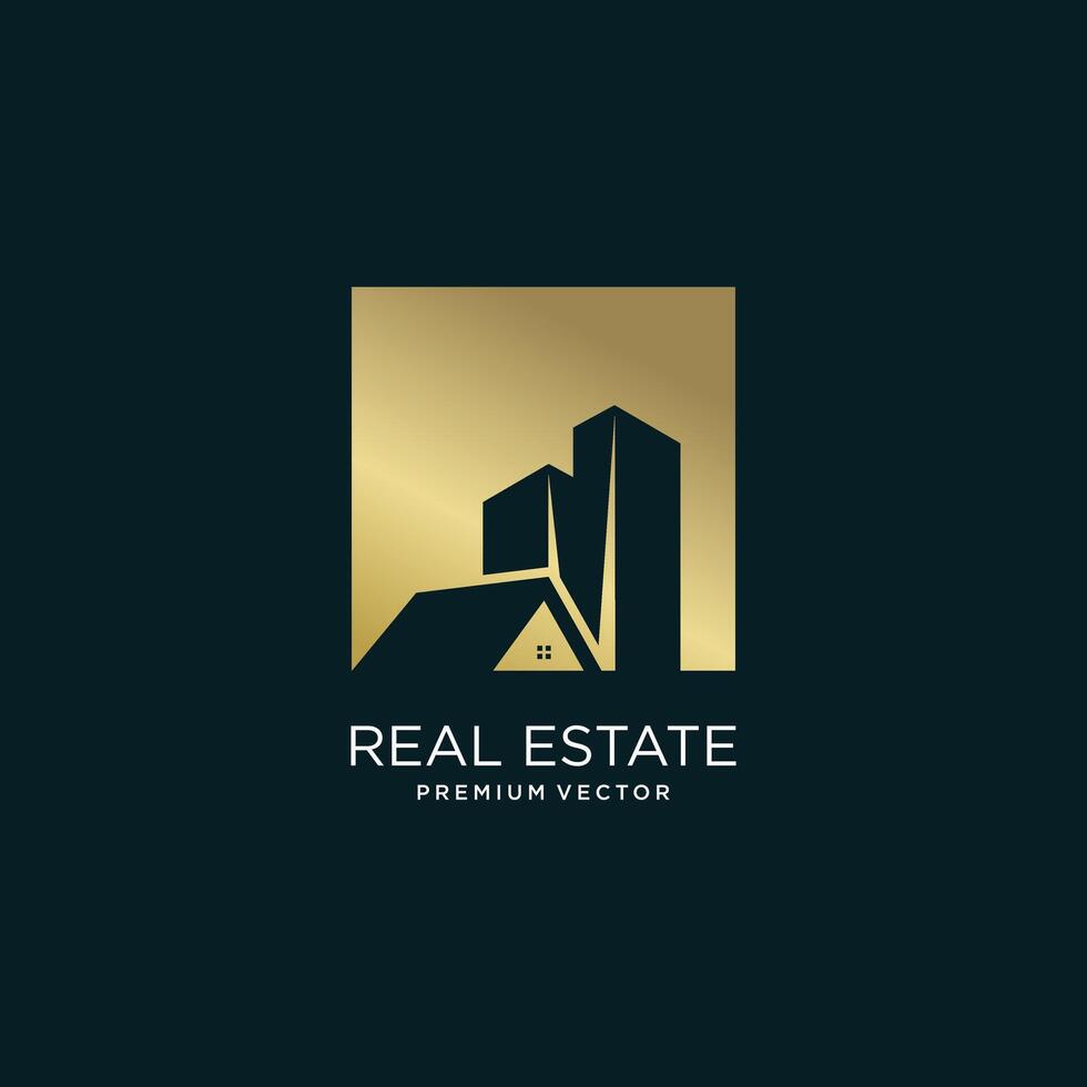 Real estate logo idea with modern unique concept premium vector