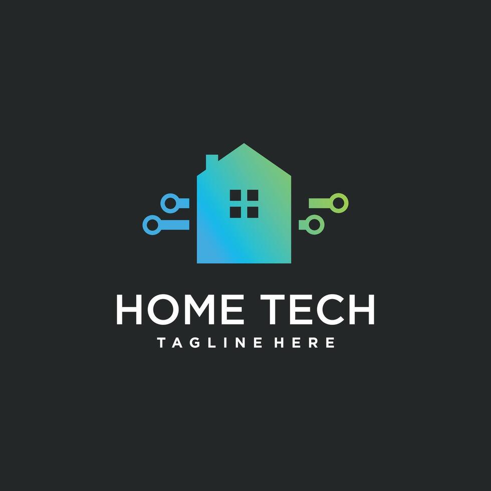 House logo design with modern tech concept vector