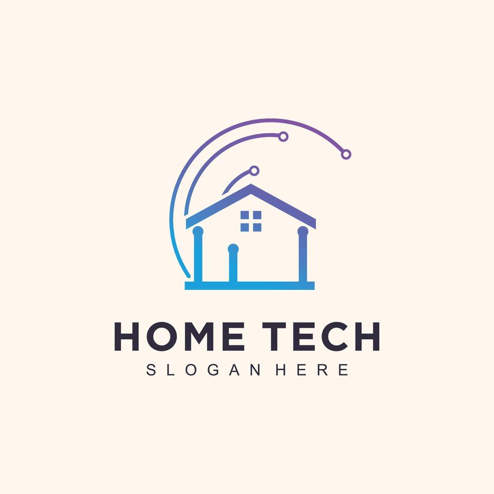 House logo design with modern tech concept vector