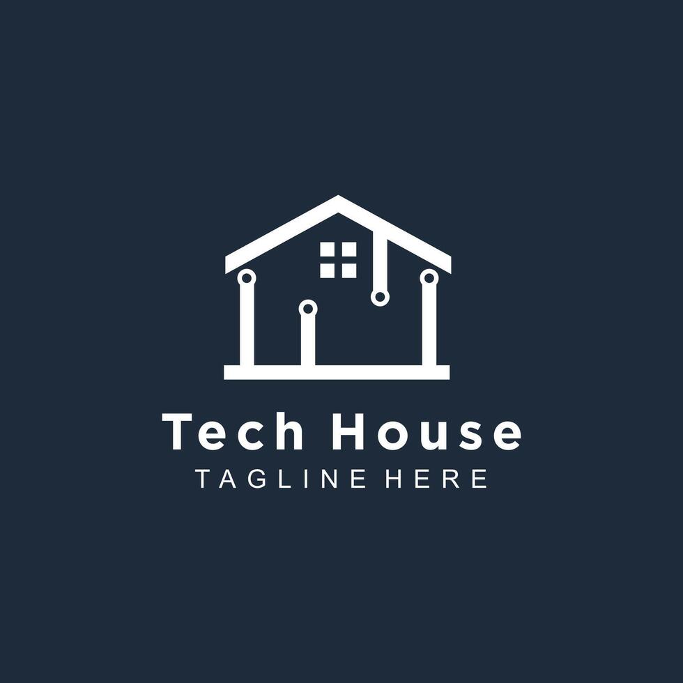 House logo design with modern tech concept vector