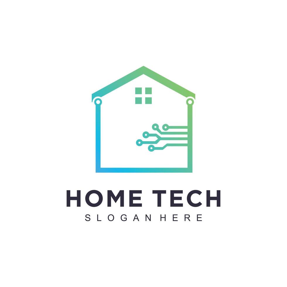 House logo design with modern tech concept vector