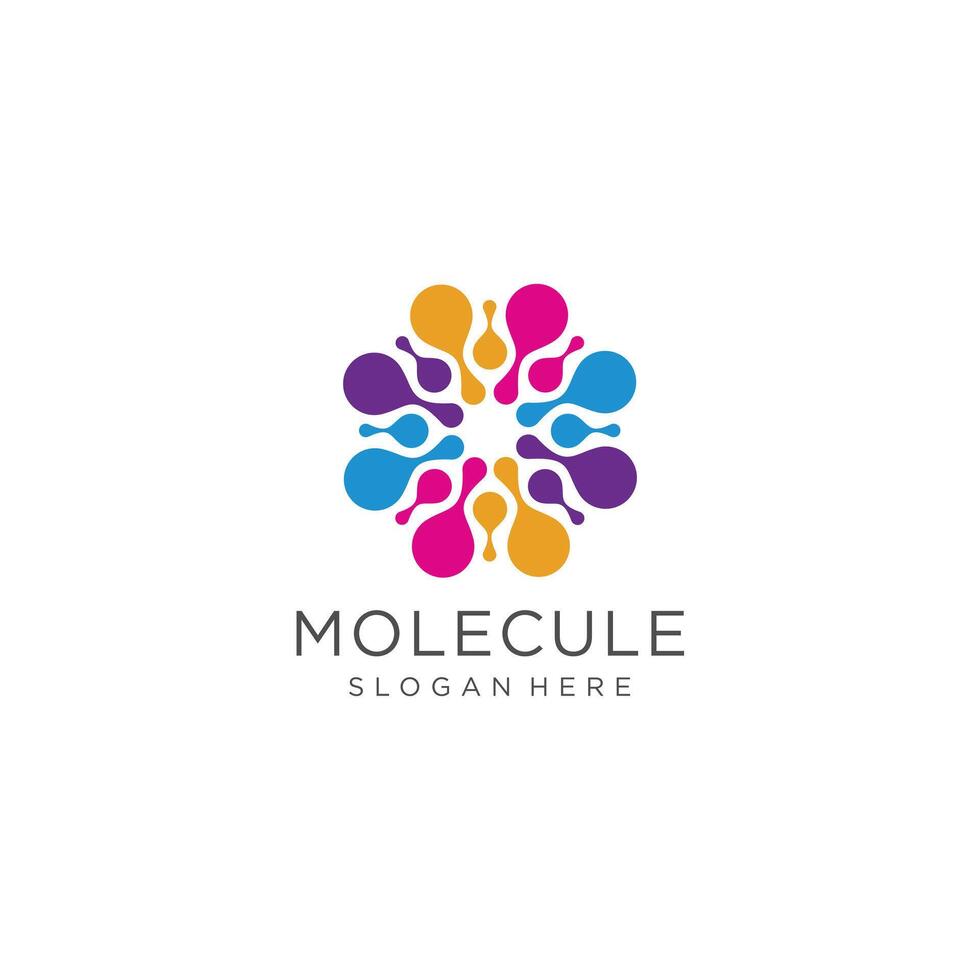 Molecule logo with technology concept vector