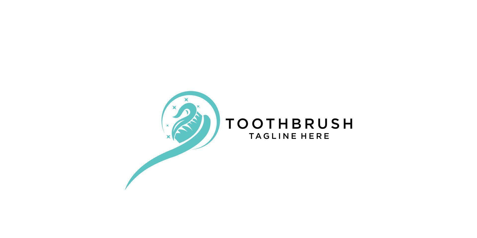 Toothbrush with toothpaste logo design premium vector