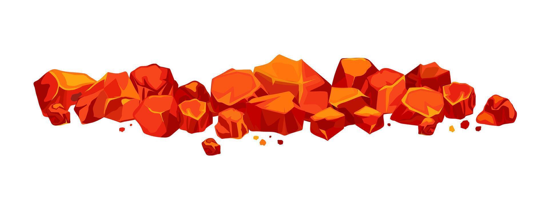 A borderline pile of hot energy coal. cartoon scattered coal energy. vector