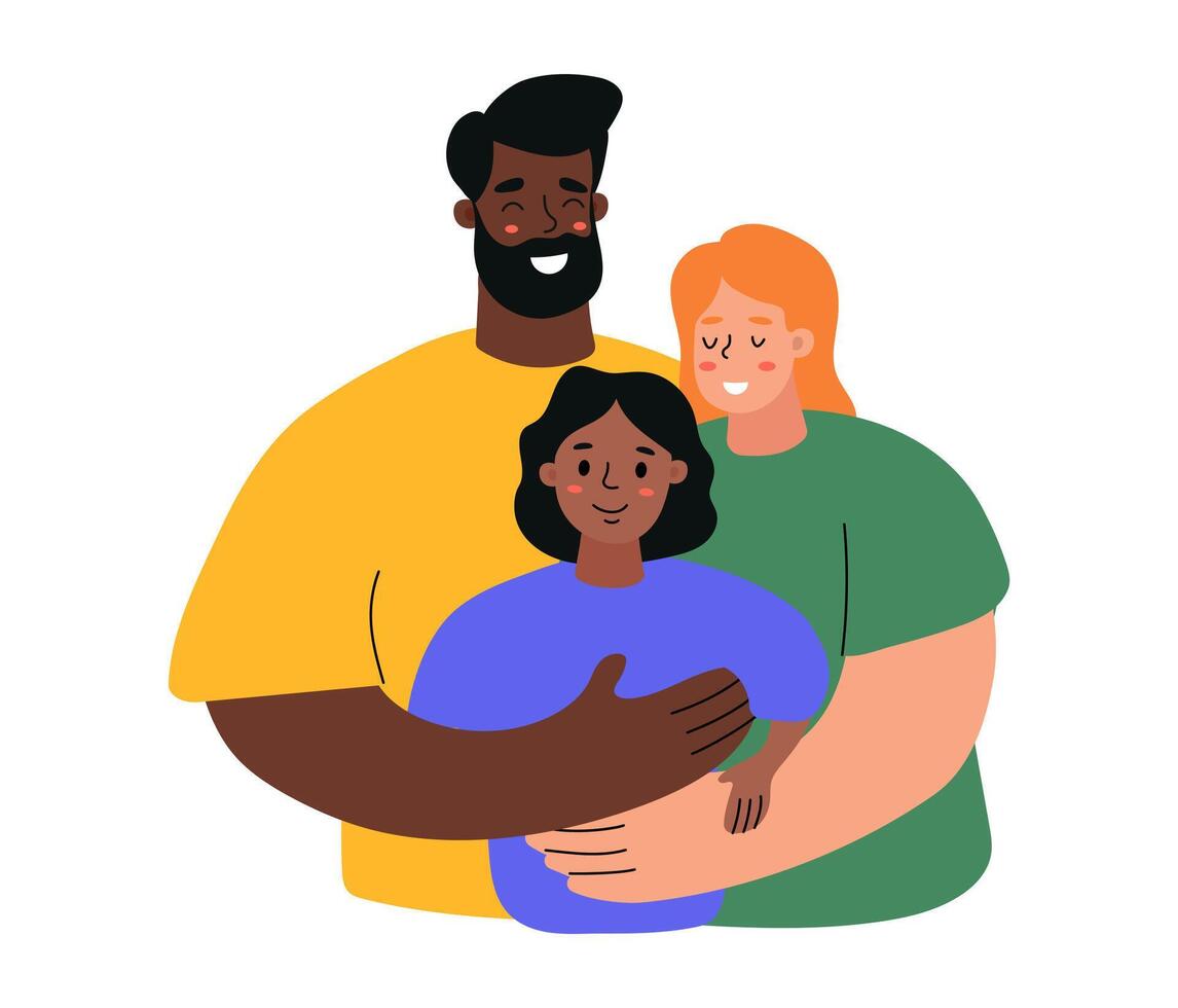 Family Embracing Each Other in a Warm and Joyful Moment Together vector