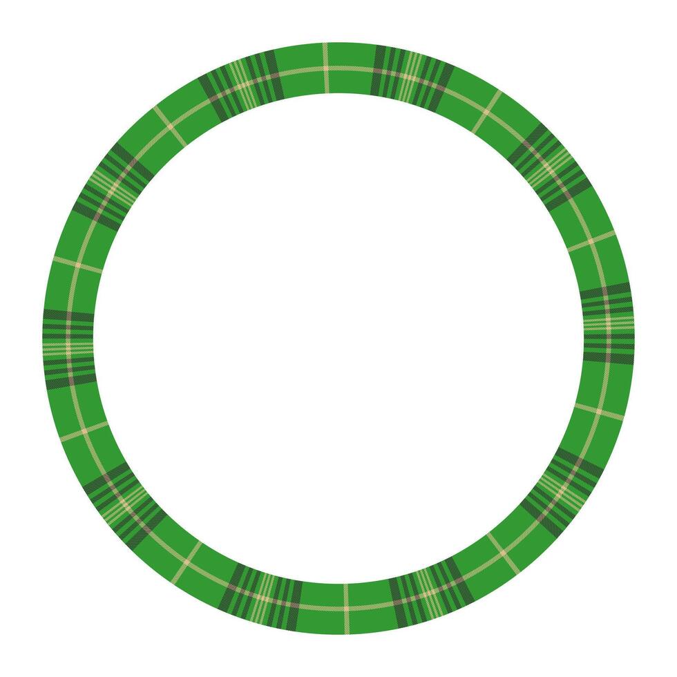 Round frame vintage pattern design template. Circle border designs plaid fabric texture. Scottish tartan background for collage art, gif card, handmade crafts. vector