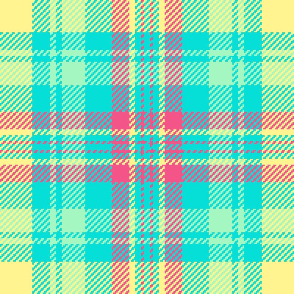 Gingham texture pattern seamless, royalty tartan background. Coloured check plaid fabric textile in teal and yellow colors. vector