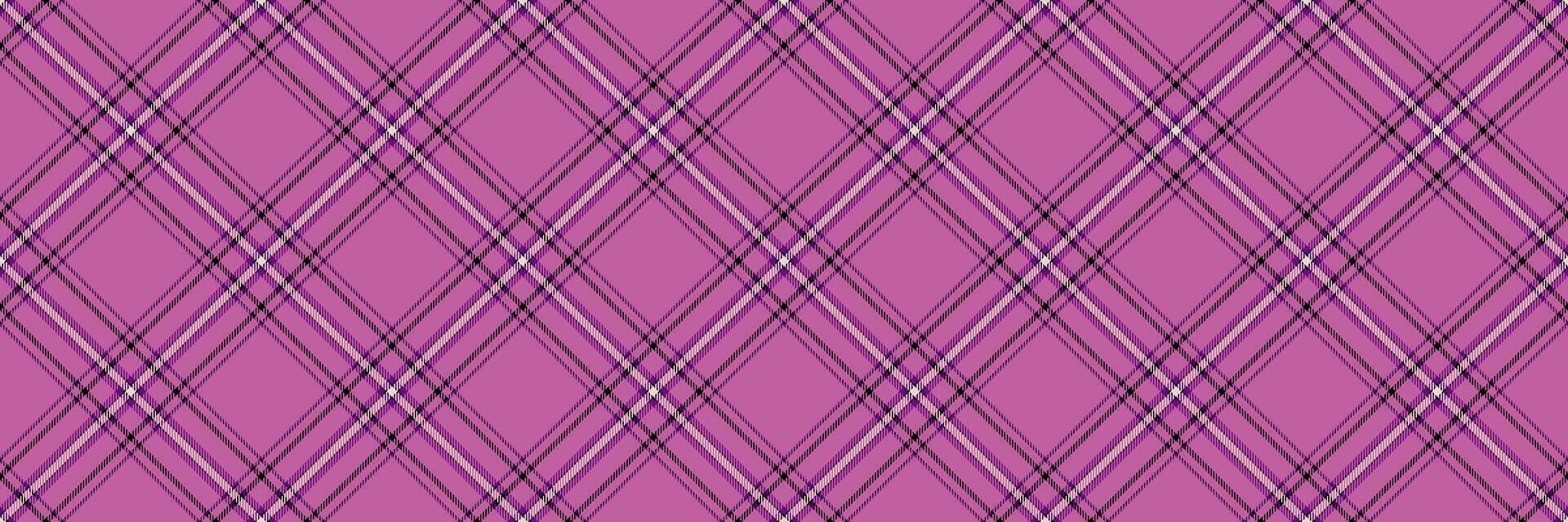 Daisy tartan plaid pattern, editable background check texture. Halloween textile seamless fabric in pink and black colors. vector
