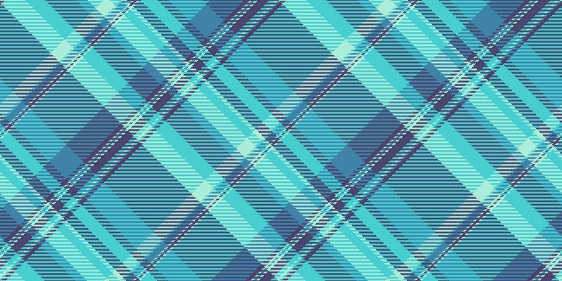 Packing fabric texture pattern, luxurious plaid textile. Korean check seamless background tartan in medium turquoise and indigo colors. vector