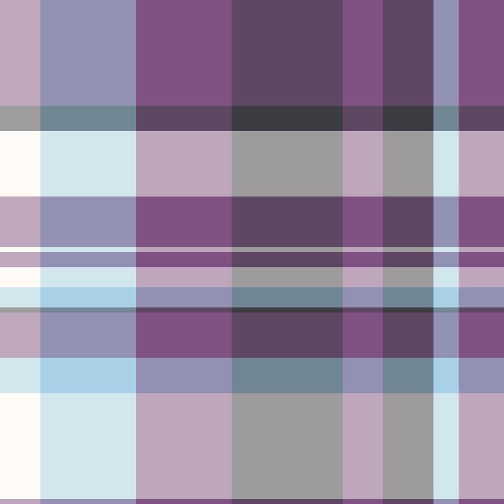 Book tartan check textile, funky seamless background fabric. Cozy pattern plaid texture in pastel and purple colors. vector