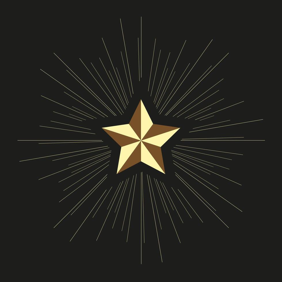 Luxury Star in a circle premium , Gold, top value of Sign Illustration in black background design vector