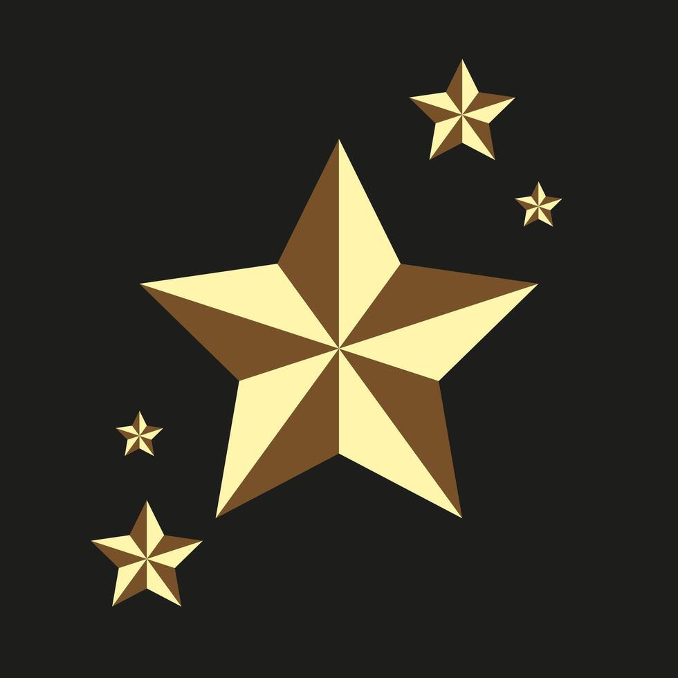 Five Luxury Stars in a circle premium , Gold, top value of Sign Illustration in black background design vector