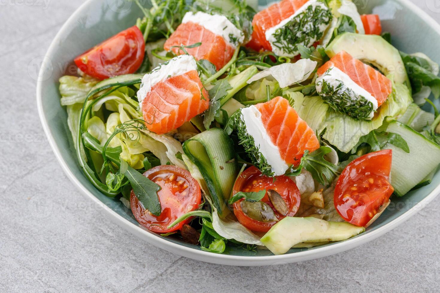 Salad with salmon and cream cheese for the food delivery website 6 photo