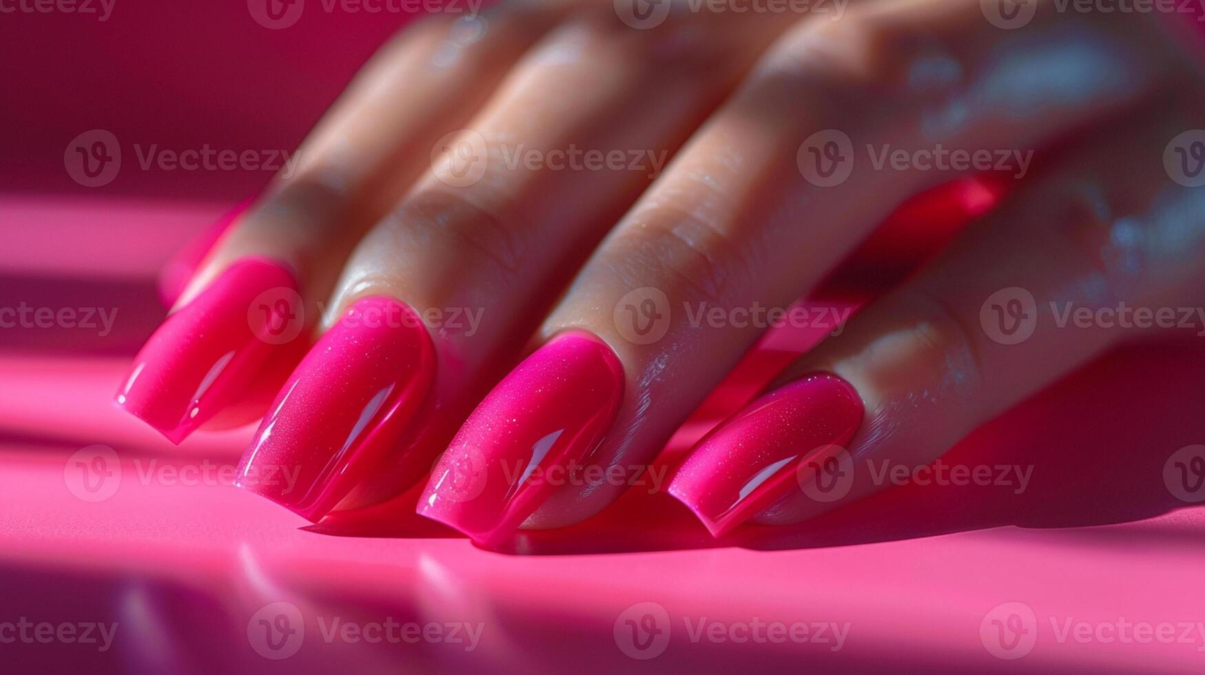 Beautiful female hands with pink nail design. Manicure. Manicure design concept. photo