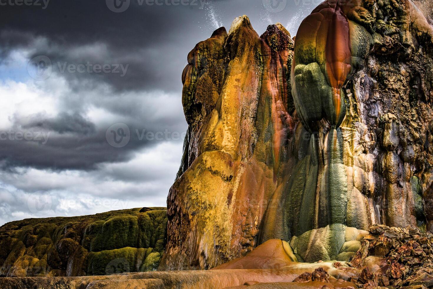 USA, Nevada, Black Rock Desert, Fly Geyser a rainbow of colors photo