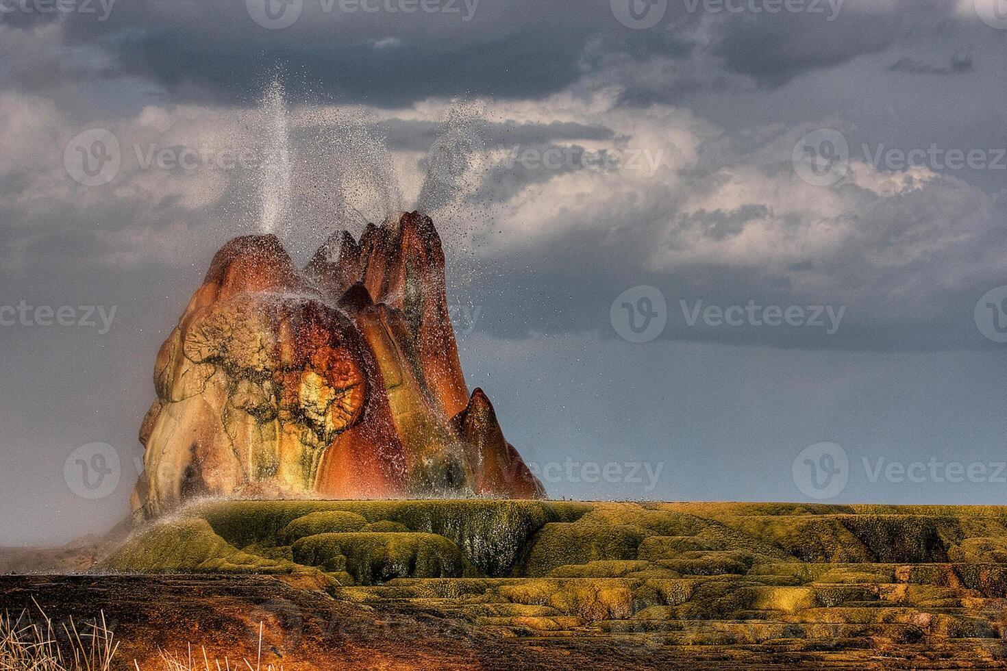 USA, Nevada, Black Rock Desert, Fly Geyser a rainbow of colors photo